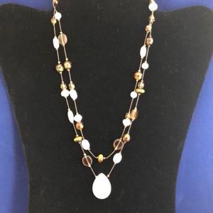 Lia Sophia antique tone double glass bead necklace